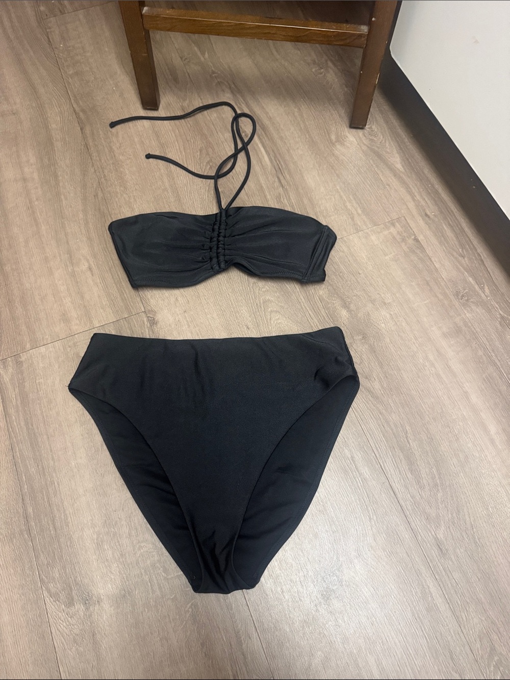 Shade & Shore Black Bandeau High-Waist Bikini Set